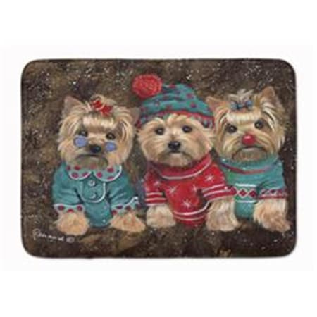 Carolines Treasures 19 x 27 in. Yorkshire Terrier Yorkie Christmas Elves Machine Washable Memory Foam Mat PPP3291RUG